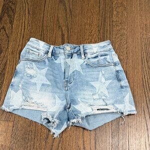 Starry Light Blue Denim Shorts